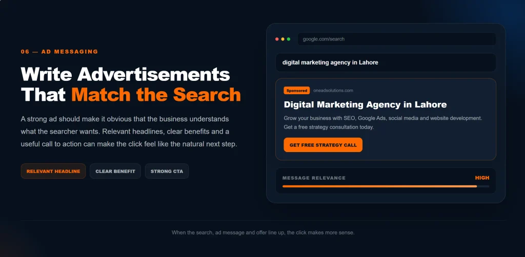 Google search ad example showing relevant ad copy matched to search intent