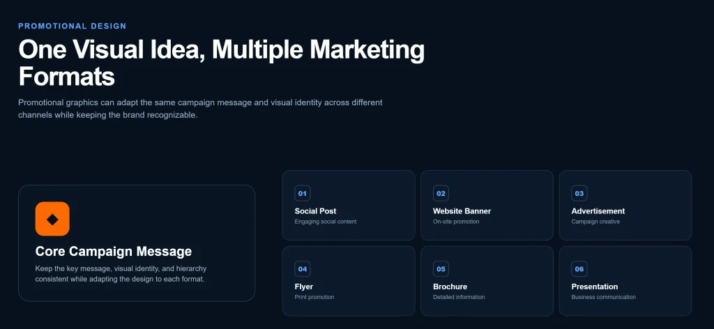 Graphic design adapted for social media posts, website banners, flyers, advertisements, brochures, and presentations