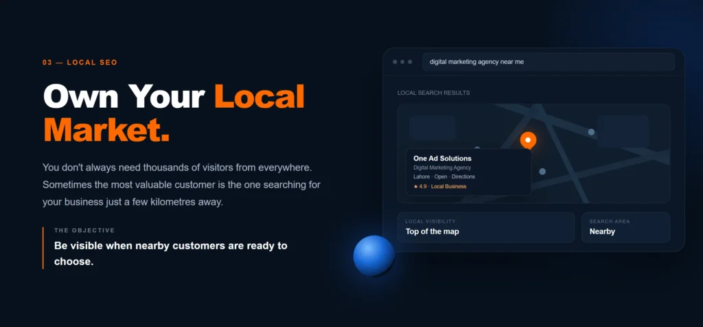 Local SEO strategy showing a business ranking in Google Maps search results.